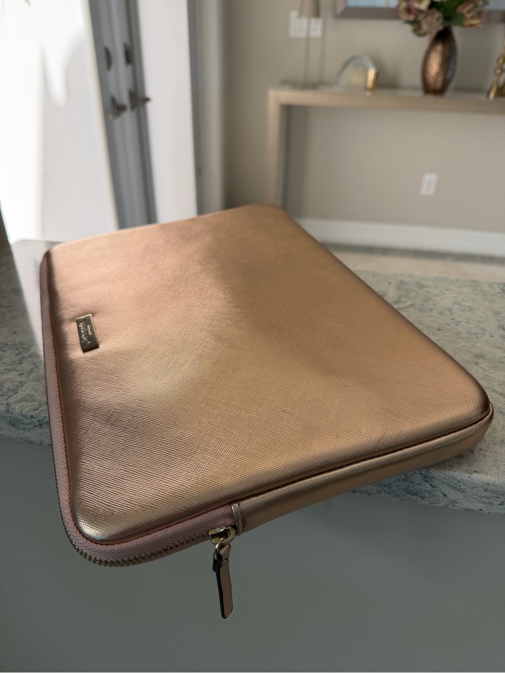 Kate Spade Metallic Rose Gold Laptop Sleeve (For up to 15” Laptops)